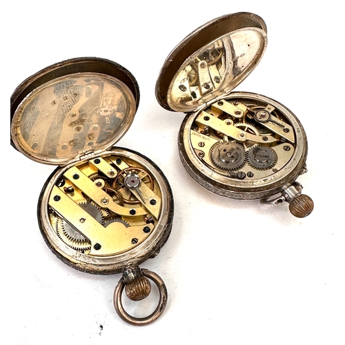 506 - 2 x Antique silver Fob pocket watches the watches balance spins untested