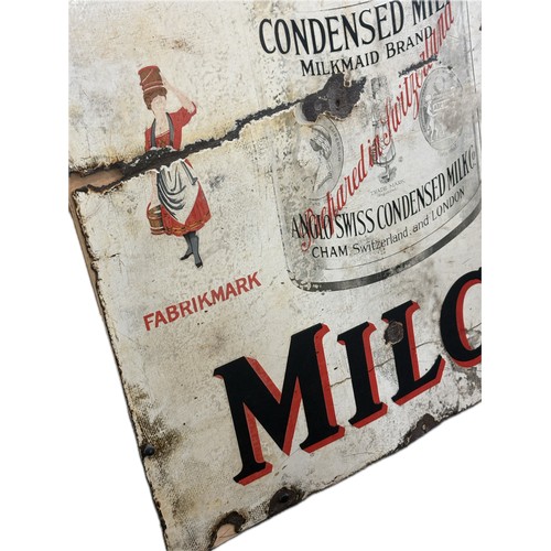 31 - Vintage part enamel advertising sign, Milkmaid, single sided, Approximate measurements: Width 24 inc... 