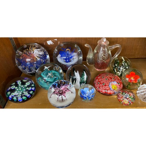 59 - Selection of assorted glass paperweights