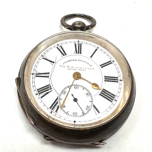388 - Antique silver open face j.g.graves sheffield pocket watch the watch is ticking weight 123g