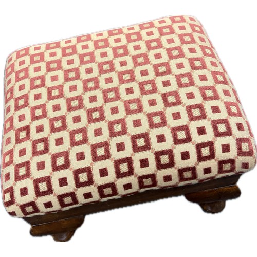 565 - Vintage upholstered Queen Anne style footstool , cabriole legs, approximate measurements: Height 12.... 