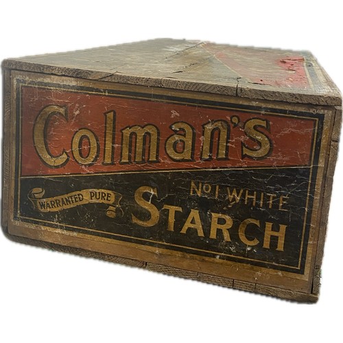 32 - Vintage Colman's Starch wooden advertising display box with original paper labels measures approxima... 