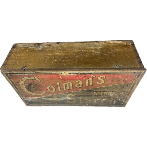 32 - Vintage Colman's Starch wooden advertising display box with original paper labels measures approxima... 