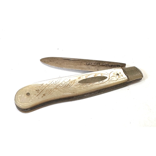 15 - Antique silver & m.o.p fruit knife
