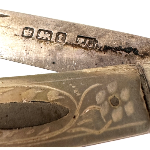 15 - Antique silver & m.o.p fruit knife