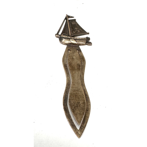 17 - Vintage 830S  Silver Bookmark Page Marker Sailboat
