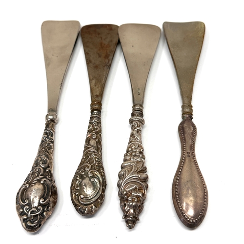 20 - 4 antique silver hallmarked handle shoe horns