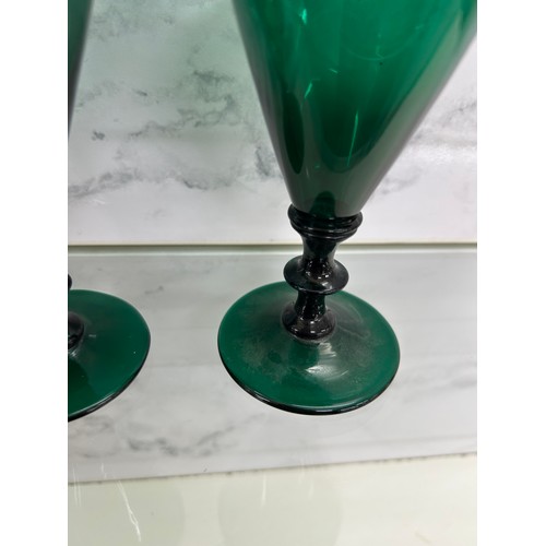 Selection of 4 Bristol green wine glasses likely dating from the Georgian  or Victorian period