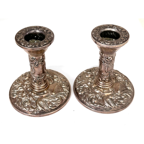 7 - Pair of vintage silver candlesticks birmingham silver hallmarks measure height 10cm