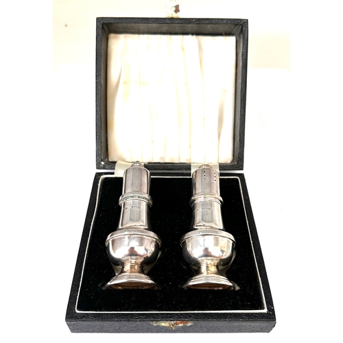27 - Vintage boxed salt & pepper pots Birmingham silver hallmarks