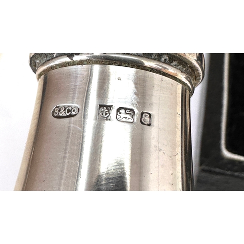 27 - Vintage boxed salt & pepper pots Birmingham silver hallmarks