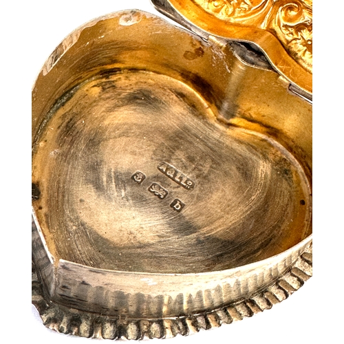 29 - Antique silver heart shaped pill box birmingham silver hallmarks