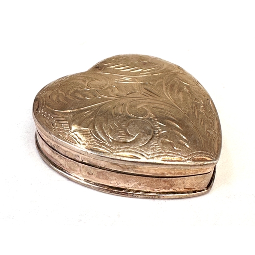 32 - vintage silver heart shaped pill box