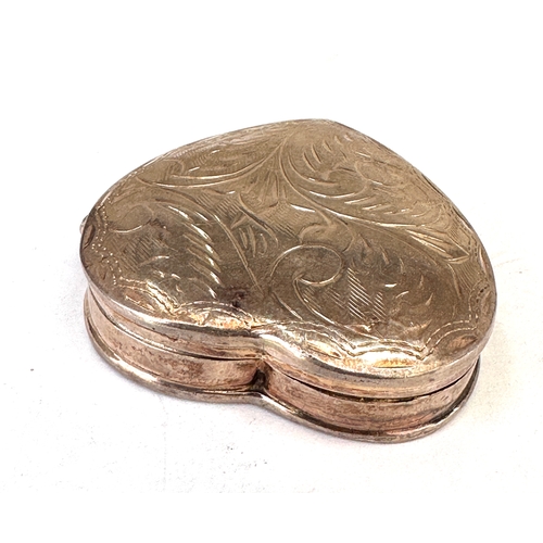 32 - vintage silver heart shaped pill box
