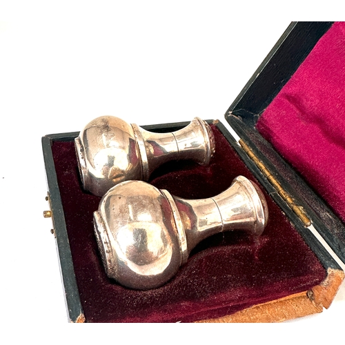39 - Boxed pair of silver pepper pots London silver hallmarks
