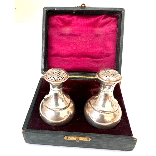 39 - Boxed pair of silver pepper pots London silver hallmarks