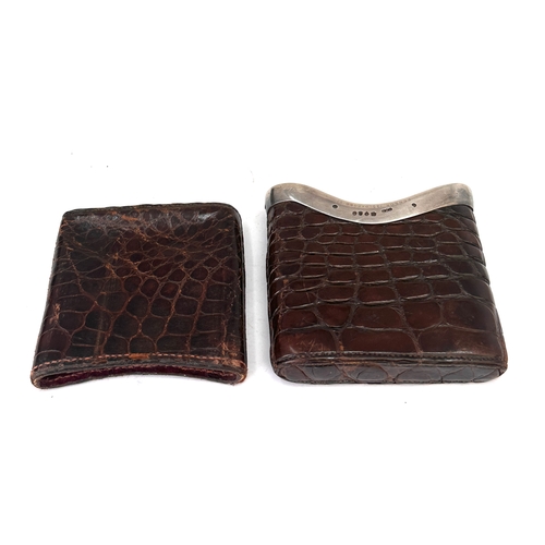 40 - Victorian crocodile skin cigar case featuring a sterling silver band hallmarked for London by benson