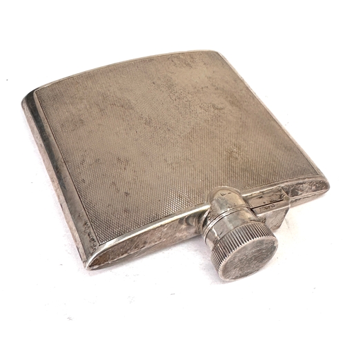 42 - Vintage silver hip flask Birmingham silver hallmarks