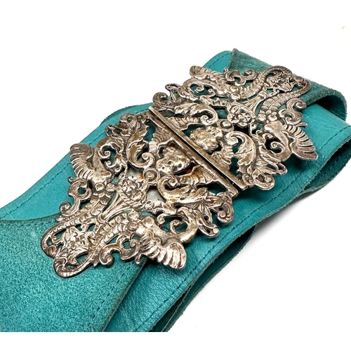 52 - Large vintage silver nurses belt buckle with belt