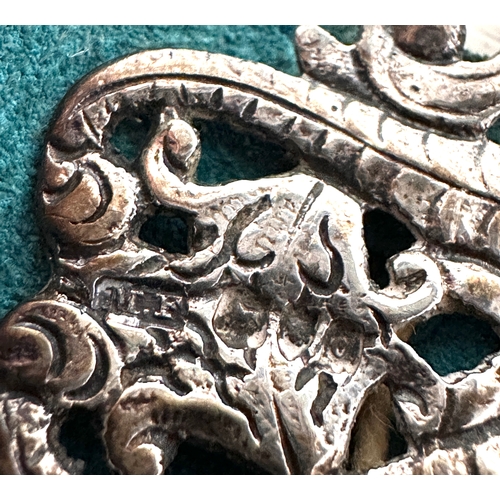 52 - Large vintage silver nurses belt buckle with belt