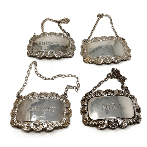 58 - 4 Vintage silver hallmarked wine labels