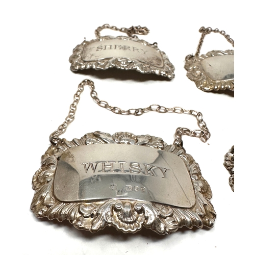 58 - 4 Vintage silver hallmarked wine labels