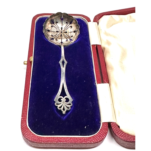 59 - Antique boxed silver sifter spoon