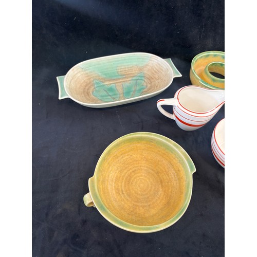 Selection of vintage Crown Devon pottery includes tray, vases etc