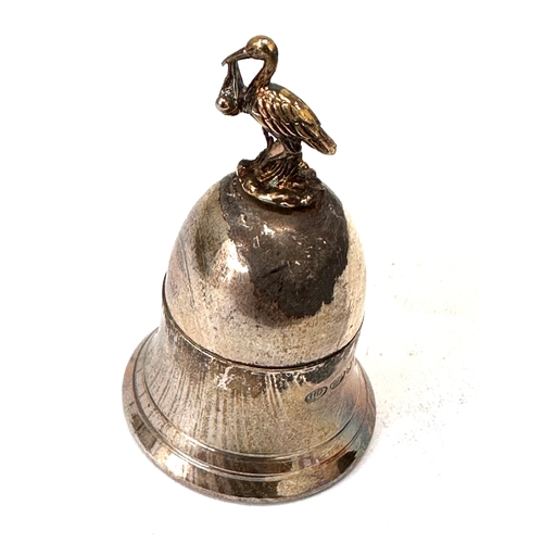 Vintage silver stork tooth fairy keepsake bell