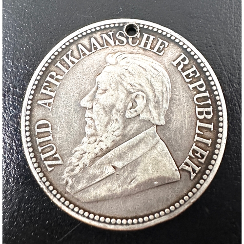 421 - South Africa 1894 silver 2 1/2 Shillings (Halfcrown) holed