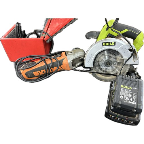 Guild circular saw with charger and battery, Worxs angle grinder with ...