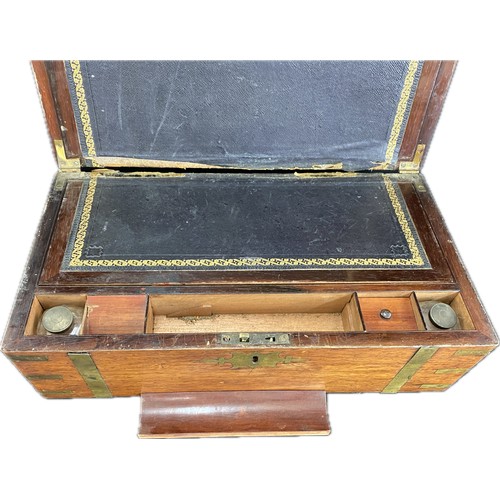 57 - Mahogany writing box with 2 x inkwells measuring 35x20 cm