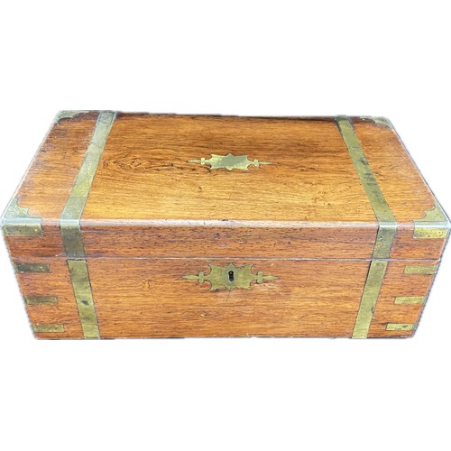 57 - Mahogany writing box with 2 x inkwells measuring 35x20 cm