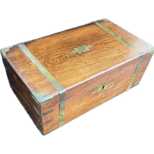 57 - Mahogany writing box with 2 x inkwells measuring 35x20 cm
