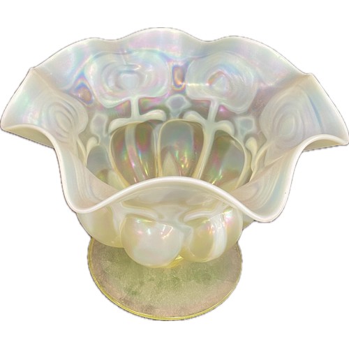 1 - Vintage Vaseline glass vase measuring  approximately 7 x 10 inches