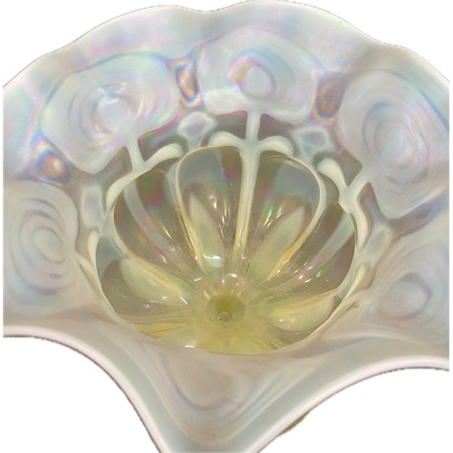 1 - Vintage Vaseline glass vase measuring  approximately 7 x 10 inches