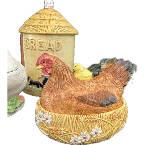 17 - Selection of four James Herriots Country kitchen ceramic items to include Duck Biscuit Jar, Hen Egg ... 