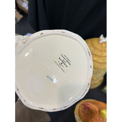 17 - Selection of four James Herriots Country kitchen ceramic items to include Duck Biscuit Jar, Hen Egg ... 