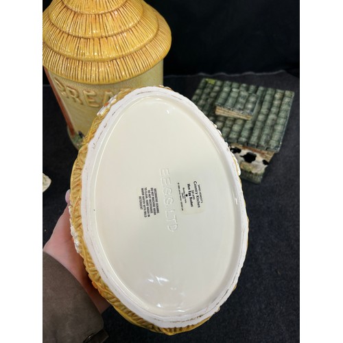 17 - Selection of four James Herriots Country kitchen ceramic items to include Duck Biscuit Jar, Hen Egg ... 