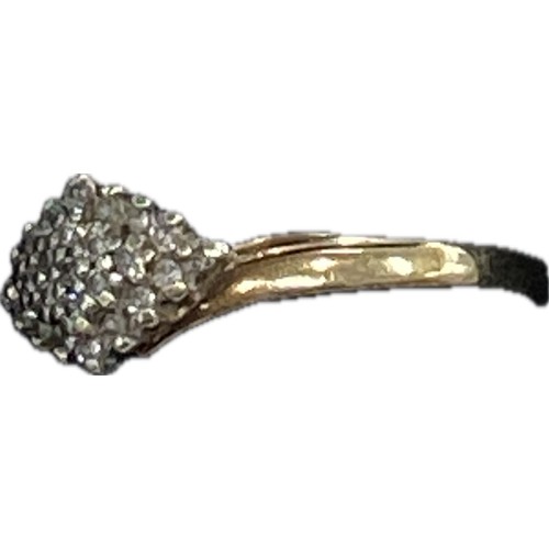ladies 9ct gold dress rings diamond set ring , ring size 2.9g, ring size P woven patchwork