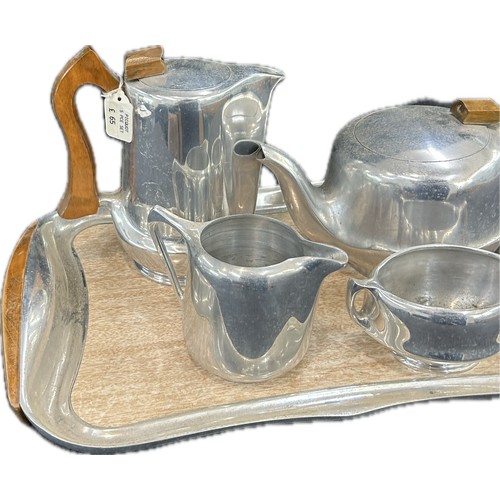 4 - Vintage mid century Picquot ware tea and coffee service set on matching tray