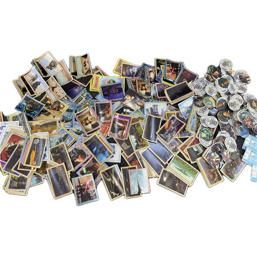 14 - Collection of unused star wars sticker and a selection of star wars tazos