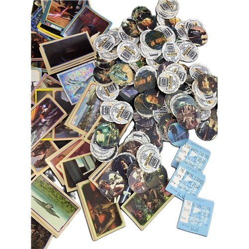14 - Collection of unused star wars sticker and a selection of star wars tazos