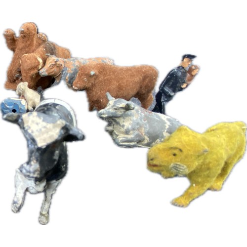 27 - Collection of vintage lead & metal painted animals