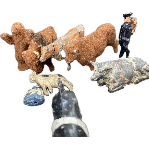 27 - Collection of vintage lead & metal painted animals