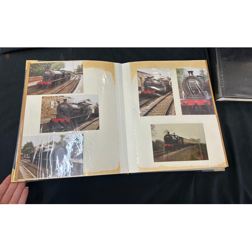 13 - Three vintage photo albums containing steam locomotive photographs