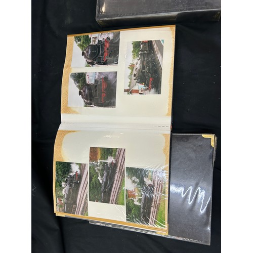 13 - Three vintage photo albums containing steam locomotive photographs