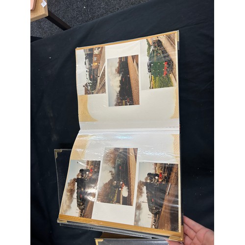 13 - Three vintage photo albums containing steam locomotive photographs