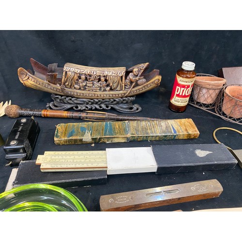 Selection of collectable items to include measuring instruments, pots ...