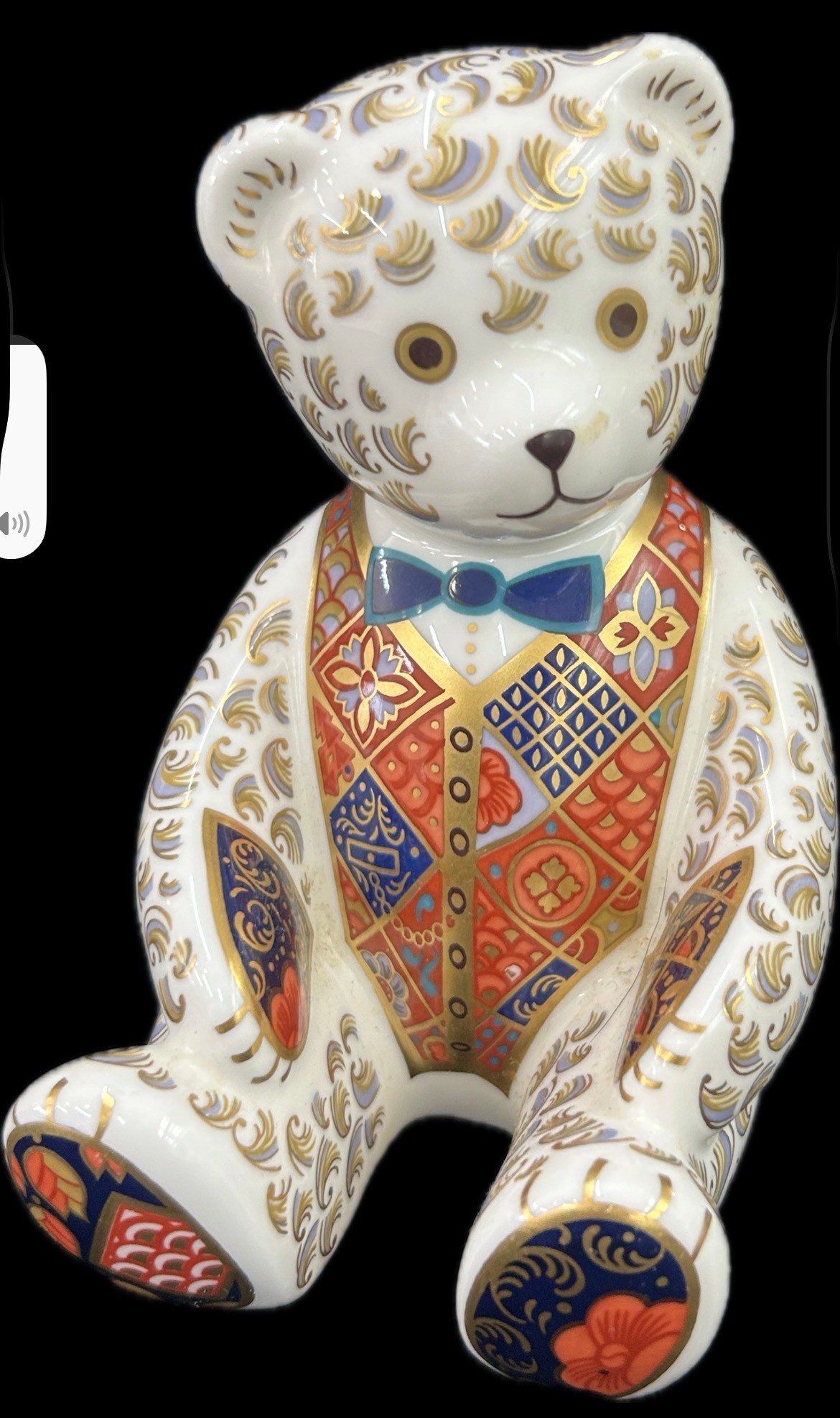 Royal Crown Derby Imari Teddy Bear paperweight, gold stopper. 1998.
